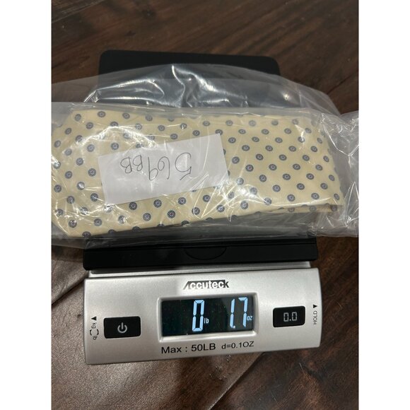 Egon Von Furstenberg Designer Tie Beige With Blue Red Circle Pattern Silk - Picture 8 of 8